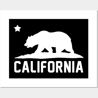 California Bear White Cali Souvenir State Map Republic CA Posters and Art